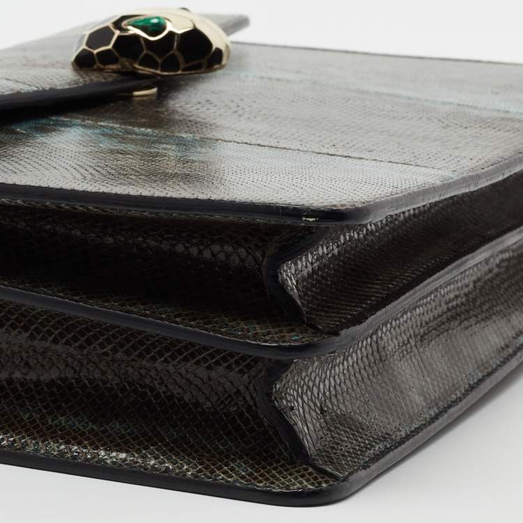 Pre Owned Bvlgari Green Karung Leather Serpenti Forever Shoulder Bag