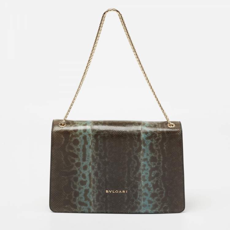 Pre Owned Bvlgari Green Karung Leather Serpenti Forever Shoulder Bag