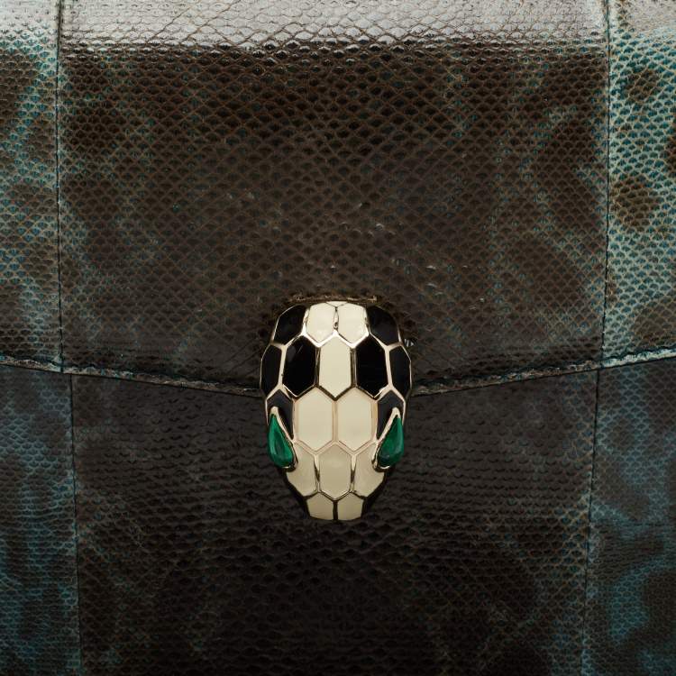 Pre Owned Bvlgari Green Karung Leather Serpenti Forever Shoulder Bag