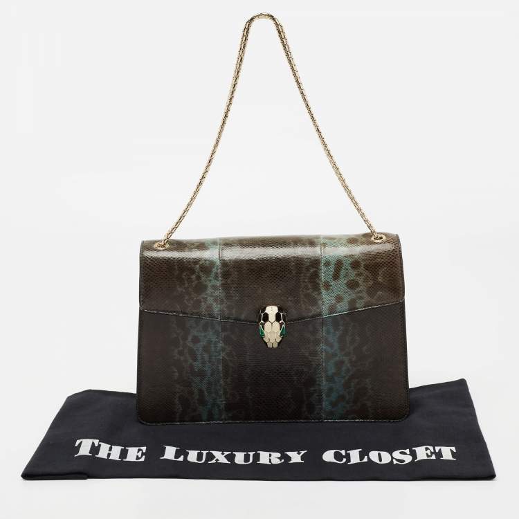 Pre Owned Bvlgari Green Karung Leather Serpenti Forever Shoulder Bag