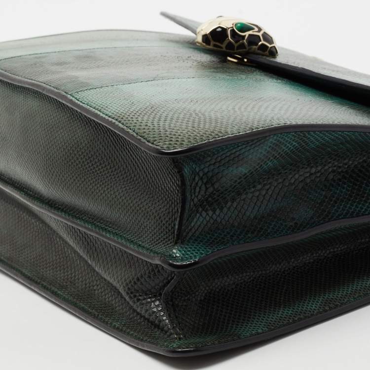 Pre Owned Bvlgari Green Karung Large Serpenti Forever Shoulder Bag