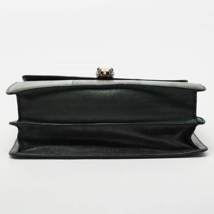 Pre Owned Bvlgari Green Karung Large Serpenti Forever Shoulder Bag