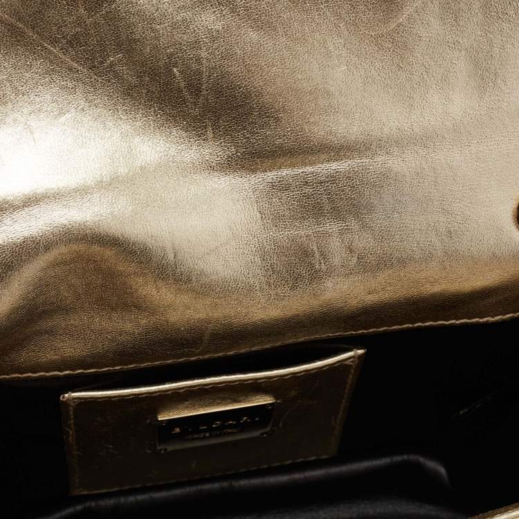 Pre Owned Bvlgari Gold Quilted Scaglie Leather Serpenti Forever Shoulder Bag