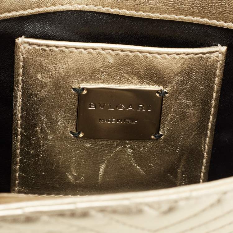 Pre Owned Bvlgari Gold Quilted Scaglie Leather Serpenti Forever Shoulder Bag