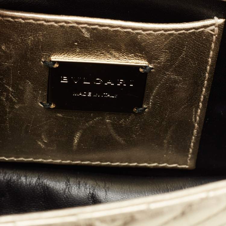 Pre Owned Bvlgari Gold Quilted Scaglie Leather Serpenti Forever Shoulder Bag