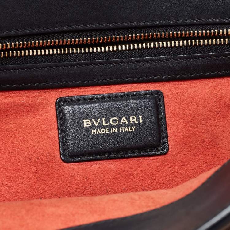 Pre Owned Bvlgari Beige/Black Leather Alba Tote 