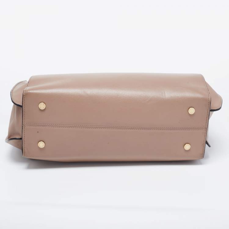 Pre Owned Bvlgari Beige/Black Leather Alba Tote 