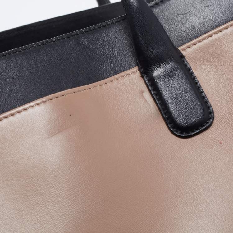 Pre Owned Bvlgari Beige/Black Leather Alba Tote 