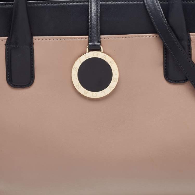 Pre Owned Bvlgari Beige/Black Leather Alba Tote 