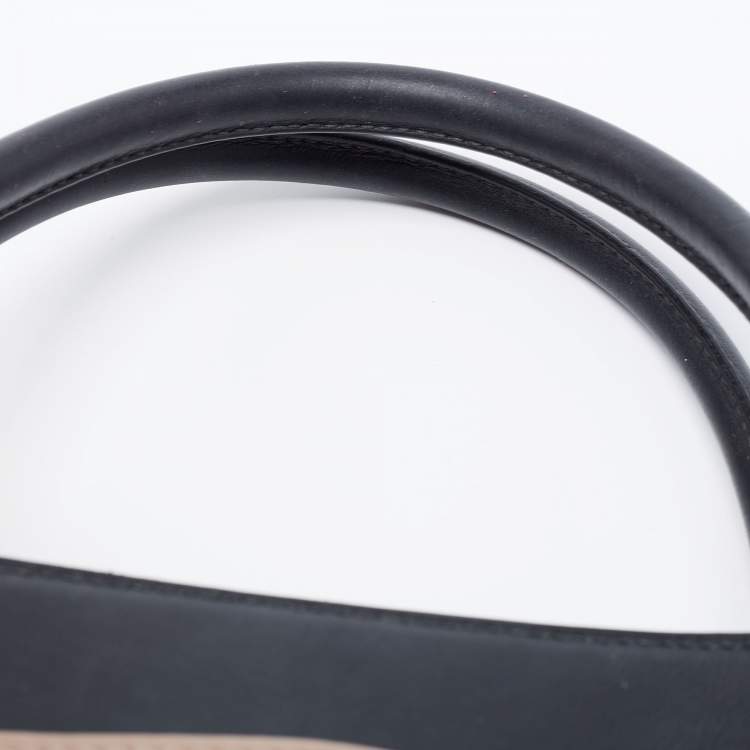 Pre Owned Bvlgari Beige/Black Leather Alba Tote 