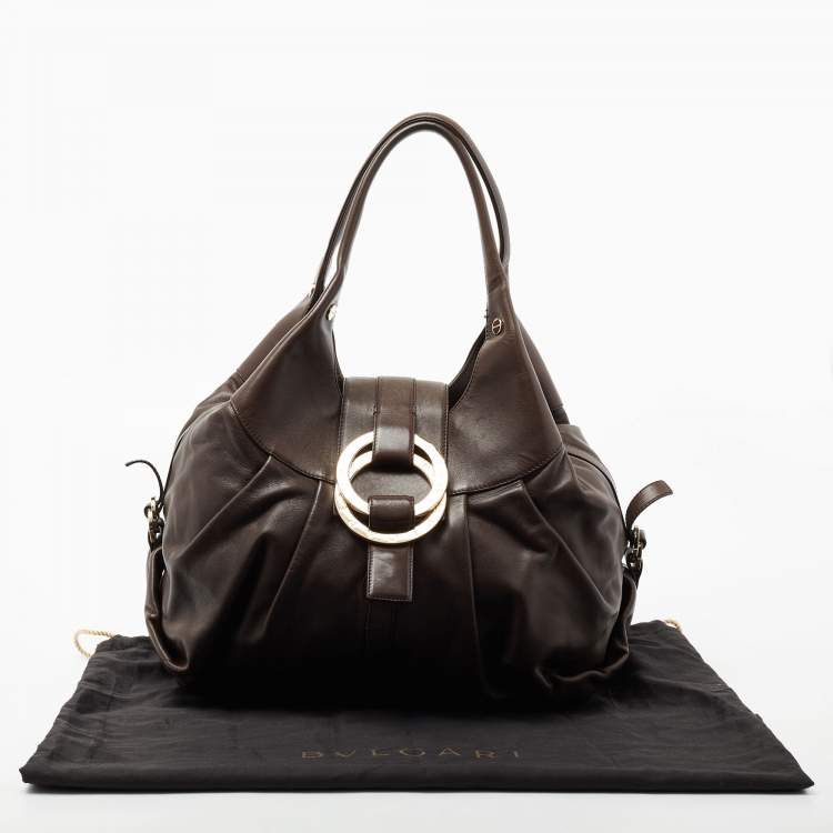 Pre Owned Bvlgari Dark Brown Leather Chandra Hobo