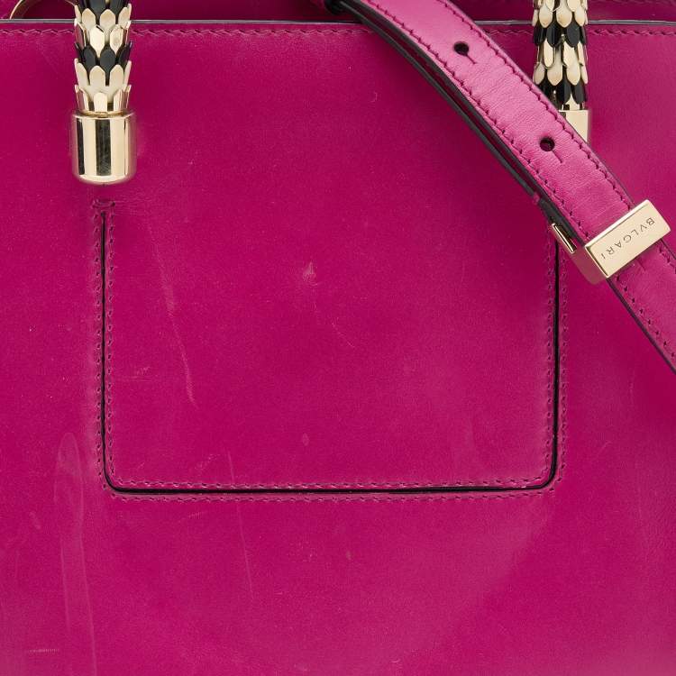 Pre Owned Bvlgari Pink Leather Serpenti Tote