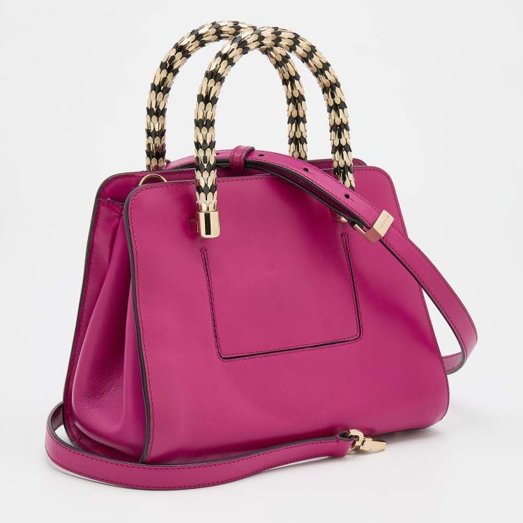 Pre Owned Bvlgari Pink Leather Serpenti Tote