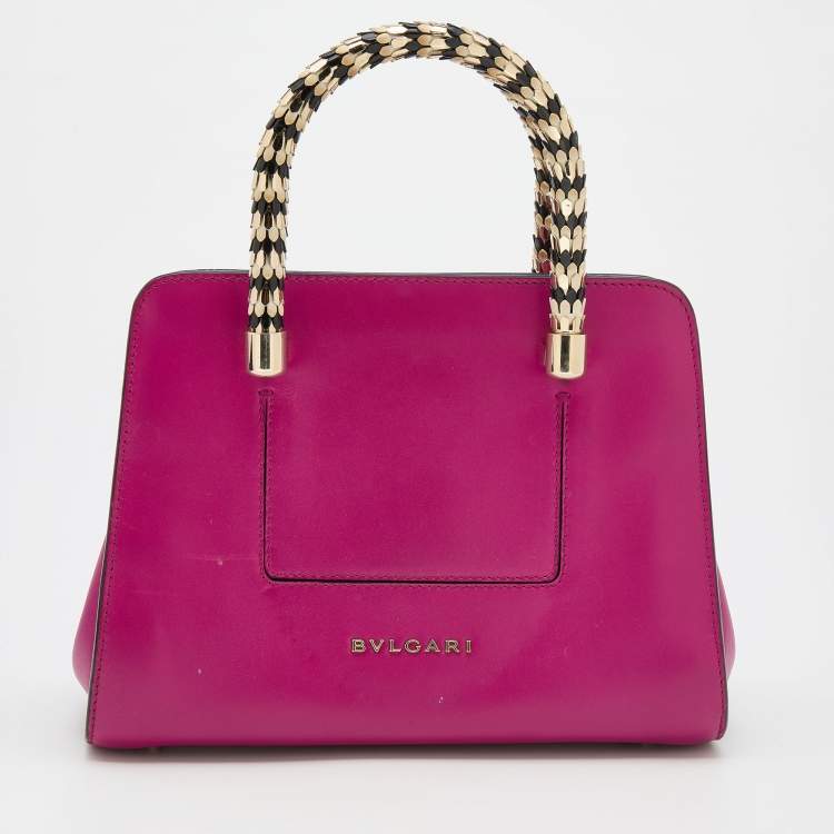 Pre Owned Bvlgari Pink Leather Serpenti Tote