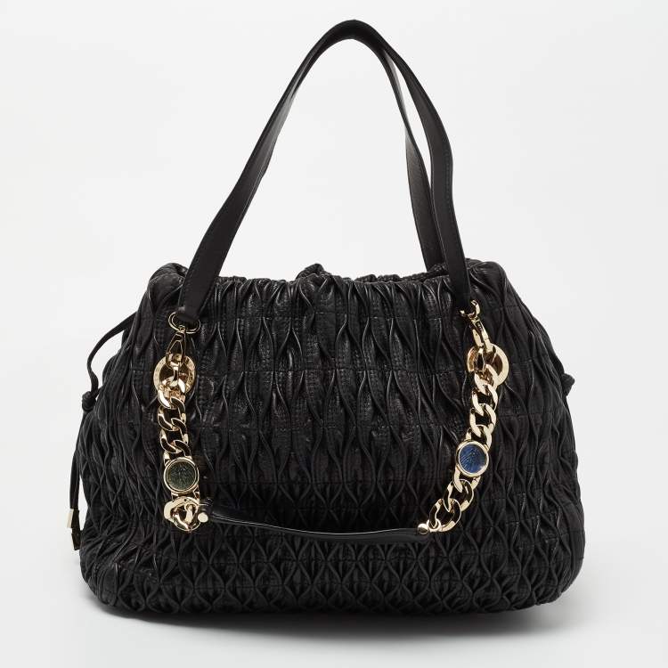 Pre Owned Bvlgari Black Quilted Leather Monete Tote