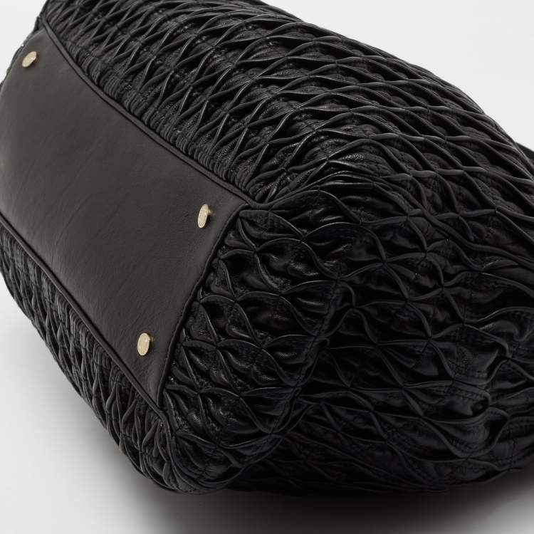 Pre Owned Bvlgari Black Quilted Leather Monete Tote