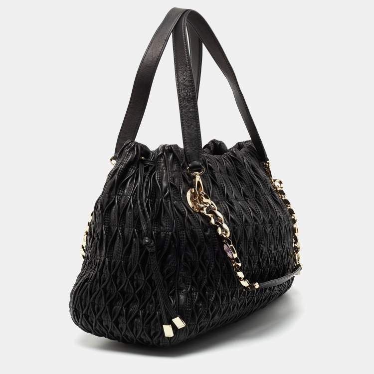 Pre Owned Bvlgari Black Quilted Leather Monete Tote