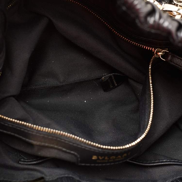 Pre Owned Bvlgari Black Quilted Leather Monete Tote