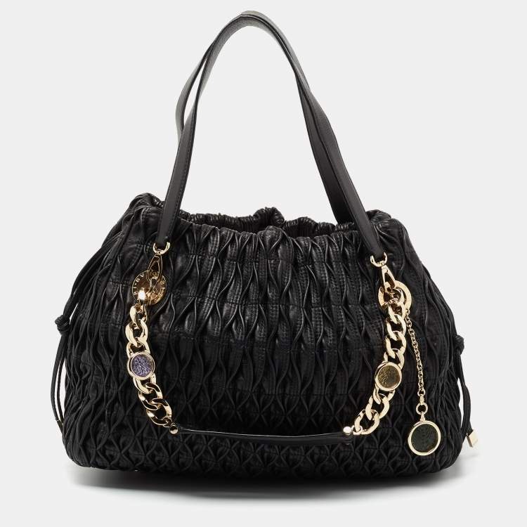 Pre Owned Bvlgari Black Quilted Leather Monete Tote