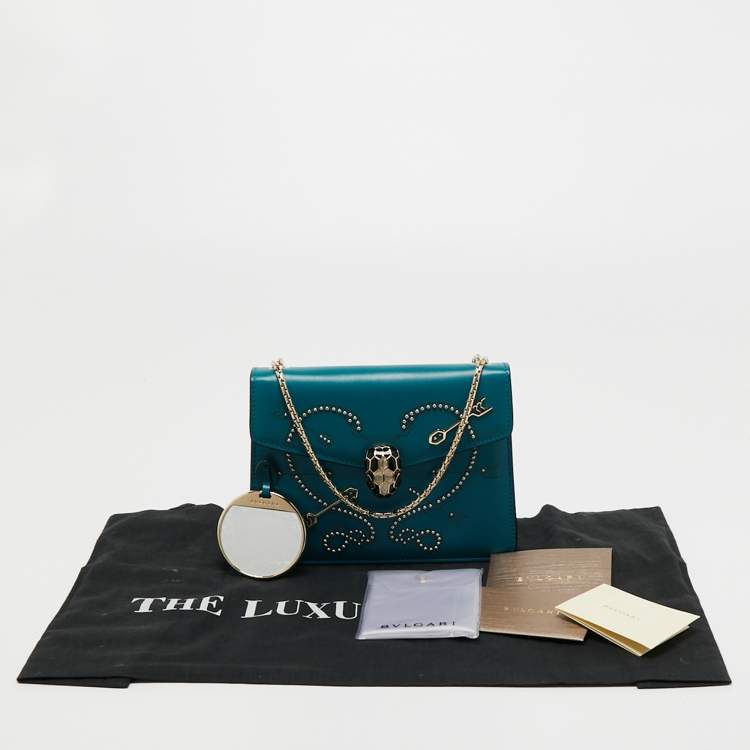 Pre Owned Bvlgari Turquoise Leather Pop Heart Serpenti Forever Shoulder Bag