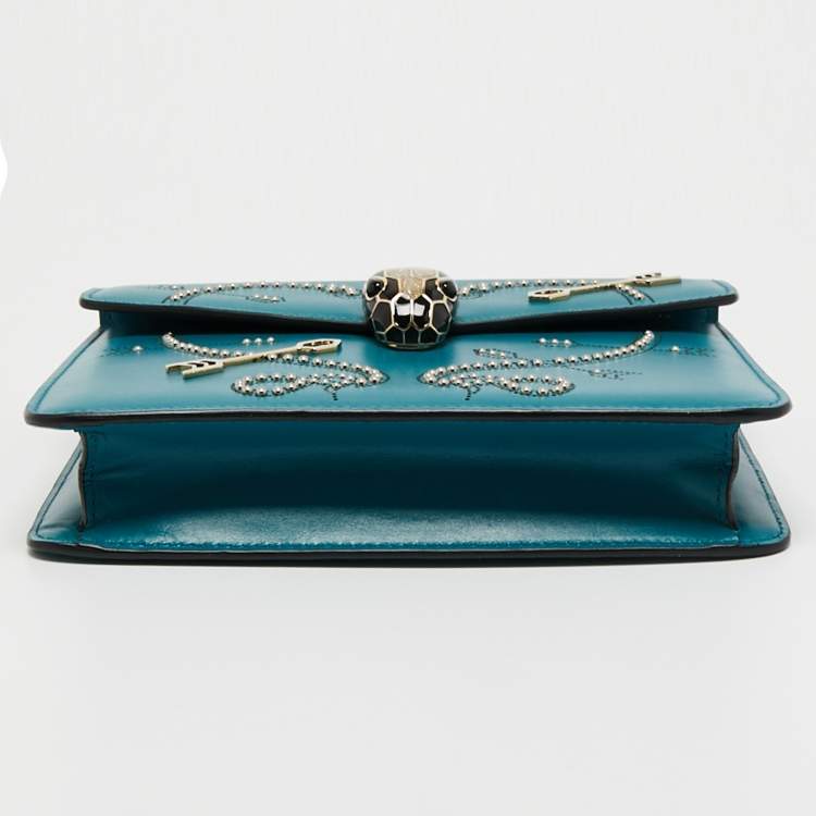 Pre Owned Bvlgari Turquoise Leather Pop Heart Serpenti Forever Shoulder Bag