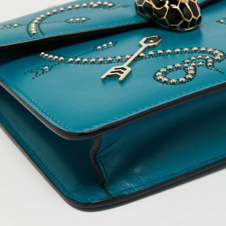 Pre Owned Bvlgari Turquoise Leather Pop Heart Serpenti Forever Shoulder Bag