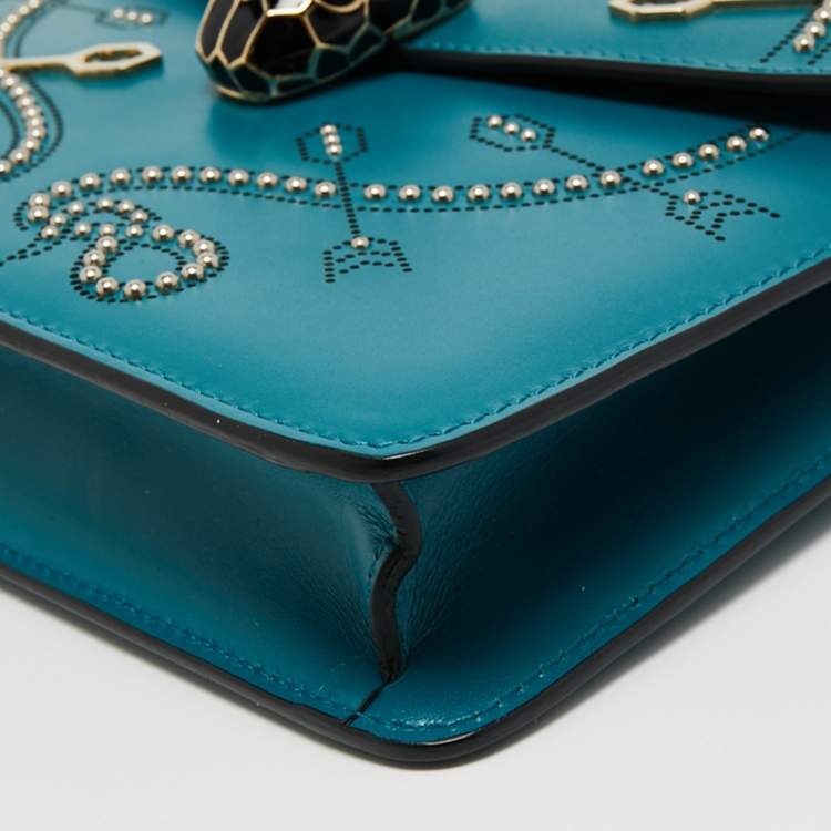 Pre Owned Bvlgari Turquoise Leather Pop Heart Serpenti Forever Shoulder Bag