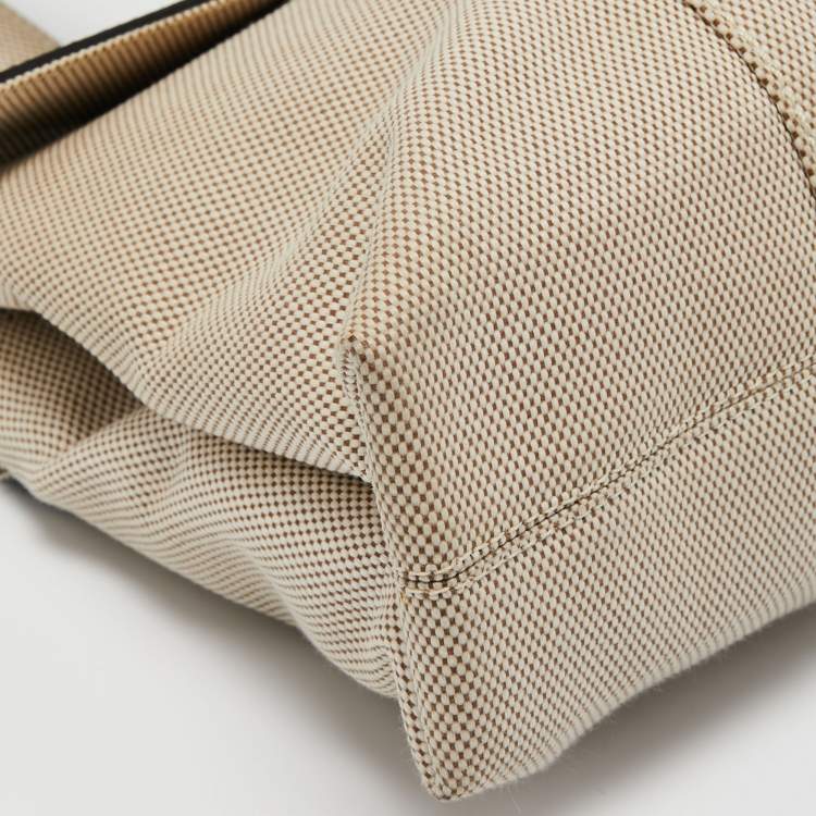 Pre Owned Bvlgari Beige/Black Leather and Canvas Flap Shoulder Bag