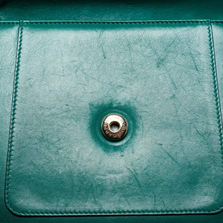 Pre Owned Bvlgari Green Leather Large Serpenti Forever Shoulder Bag