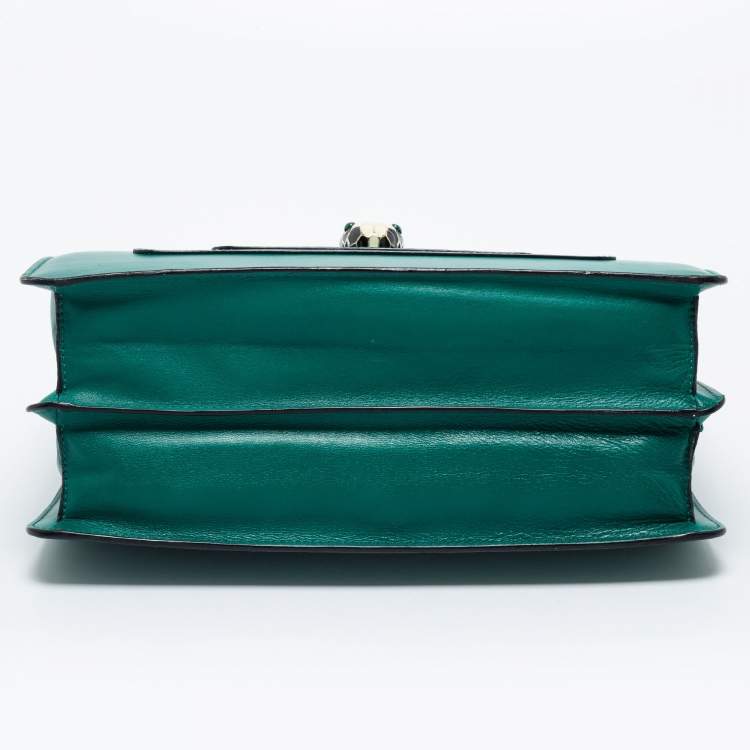 Pre Owned Bvlgari Green Leather Large Serpenti Forever Shoulder Bag