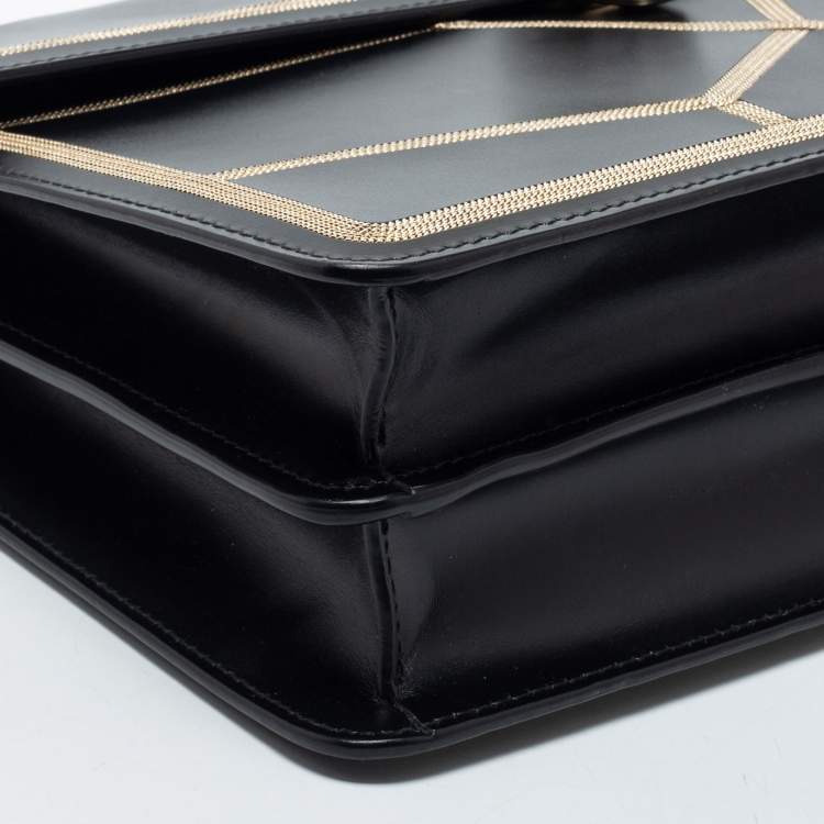 Pre Owned Bvlgari Black Leather Serpenti Forever Chain Frame Shoulder Bag