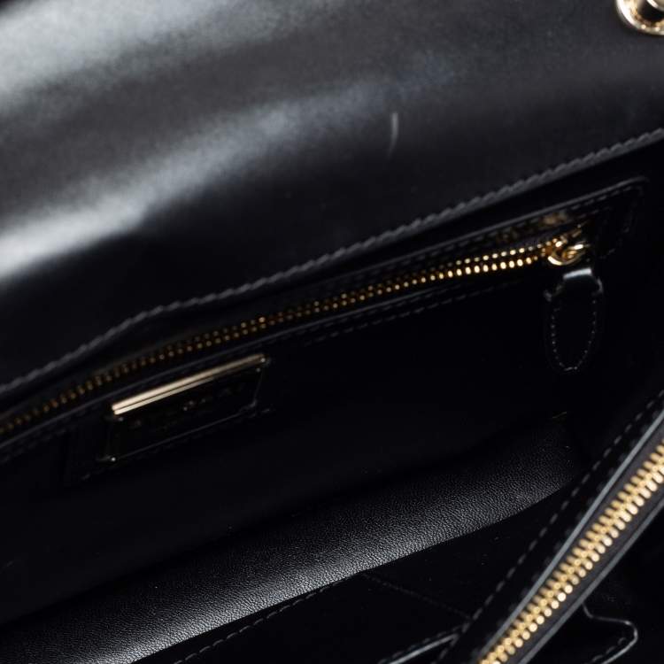 Pre Owned Bvlgari Black Leather Serpenti Forever Chain Frame Shoulder Bag
