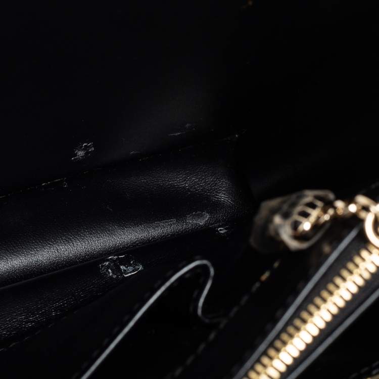 Pre Owned Bvlgari Black Leather Serpenti Forever Chain Frame Shoulder Bag