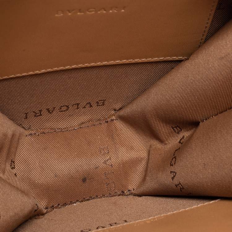 Pre Owned Bvlgari Beige Leather and Canvas Round Clutch Bag