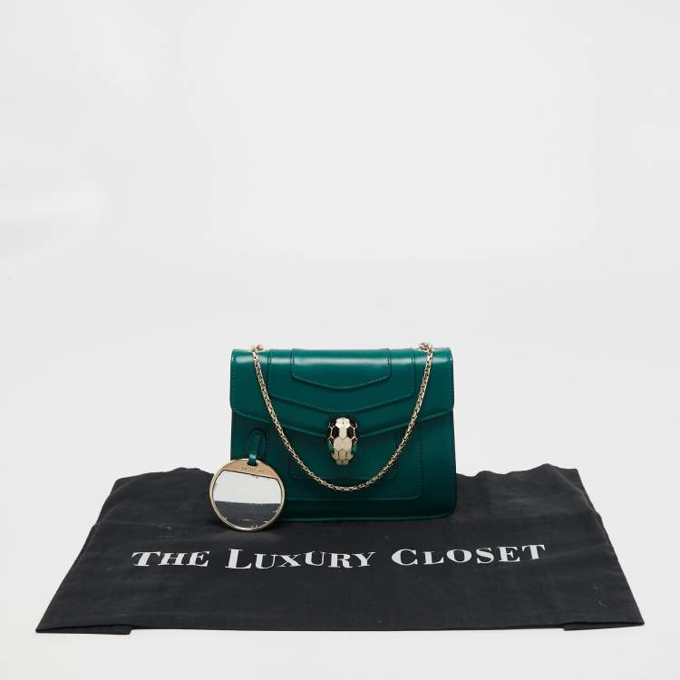 Pre Owned Bvlgari Green Leather Small Serpenti Forever Shoulder Bag