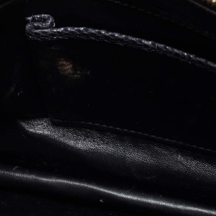 Pre Owned Bvlgari Black Lizard Medium Serpenti Flap Shoulder Bag