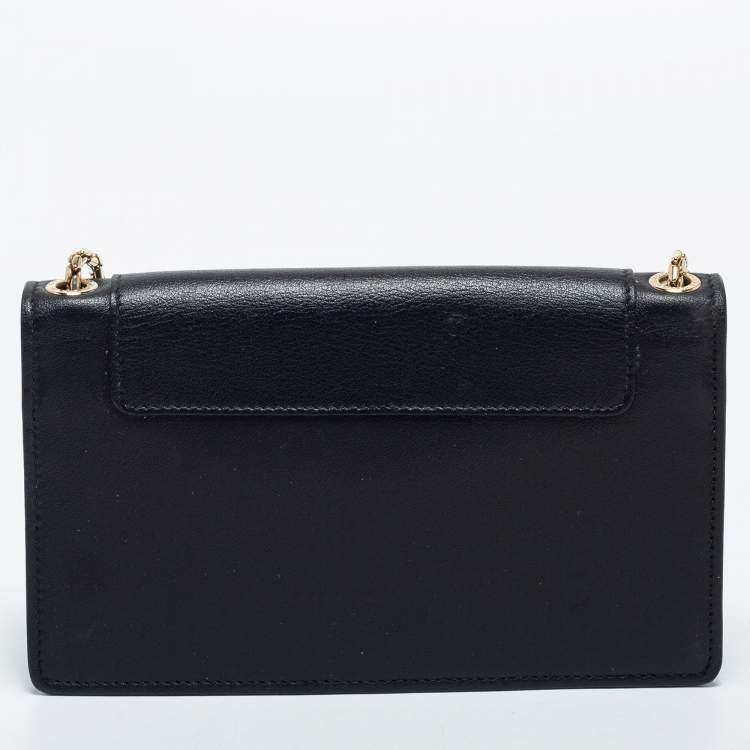 Pre Owned Bvlgari Black Leather Flap Crossbody Bag