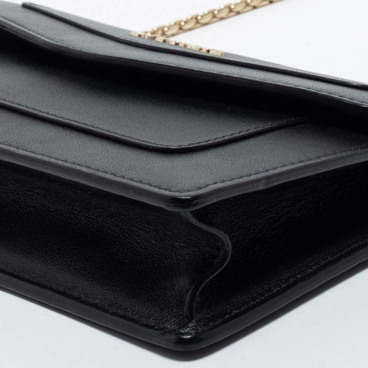 Pre Owned Bvlgari Black Leather Flap Crossbody Bag