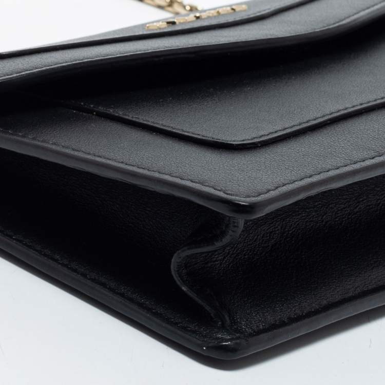 Pre Owned Bvlgari Black Leather Flap Crossbody Bag