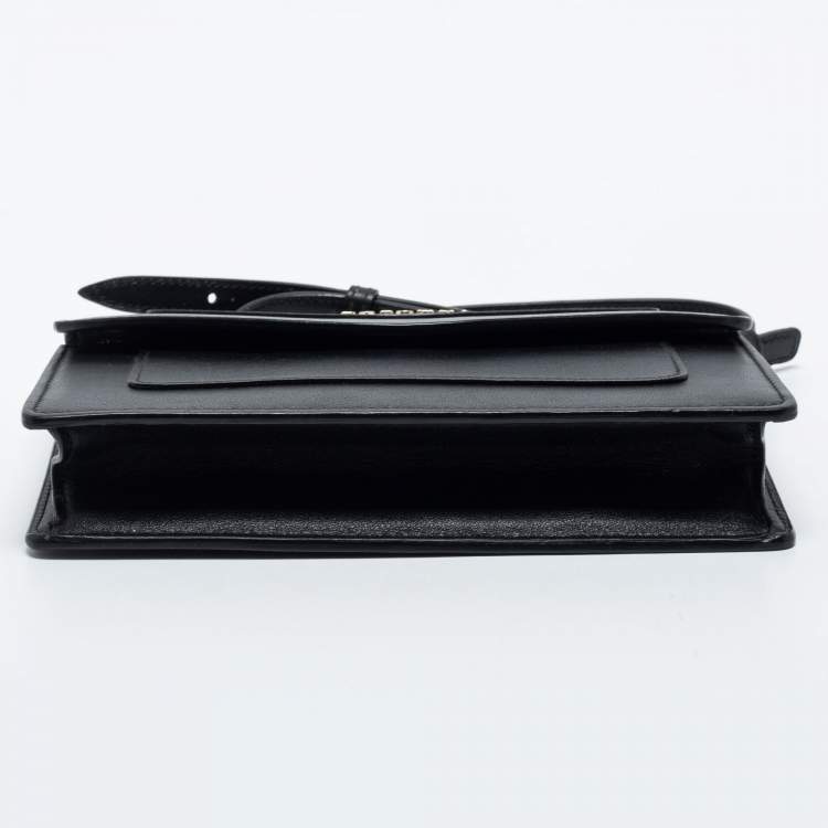 Pre Owned Bvlgari Black Leather Flap Crossbody Bag