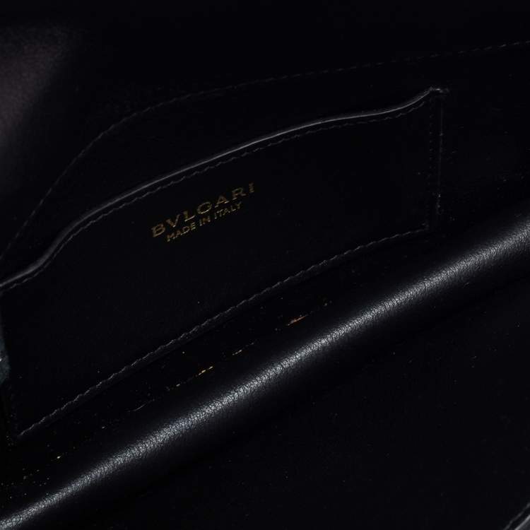 Pre Owned Bvlgari Black Leather Flap Crossbody Bag