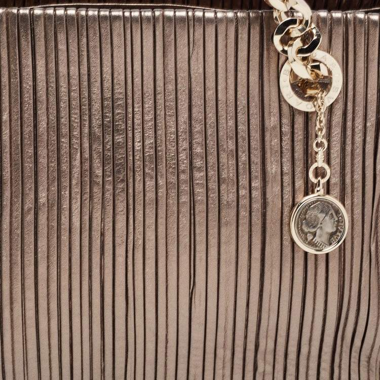Pre Owned Bvlgari Metallic Leather Monte Chain Shopper Tote