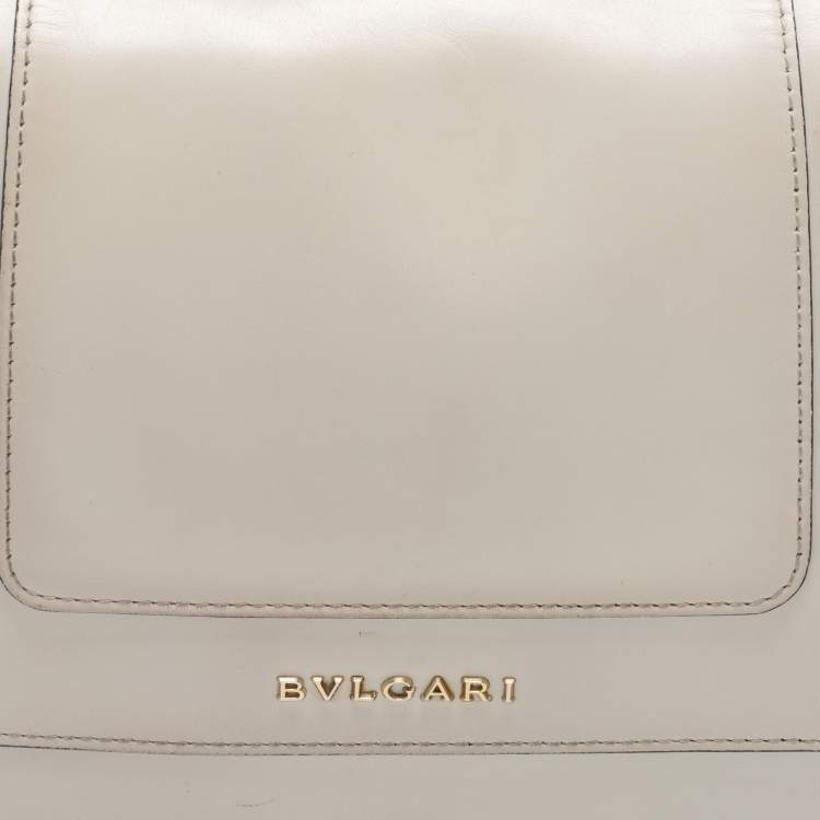 Pre Owned Bvlgari Off White Leather Medium Serpenti Forever Shoulder Bag