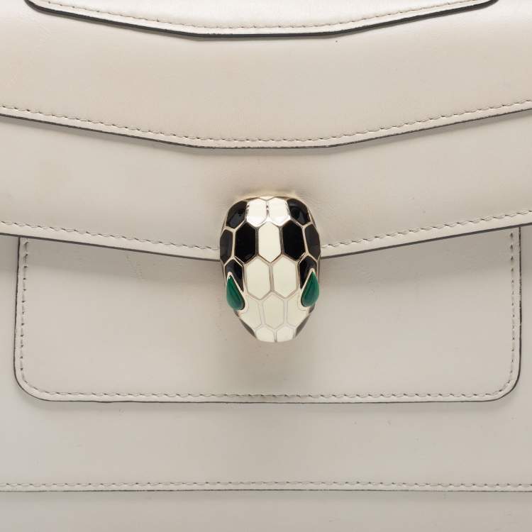 Pre Owned Bvlgari Off White Leather Medium Serpenti Forever Shoulder Bag
