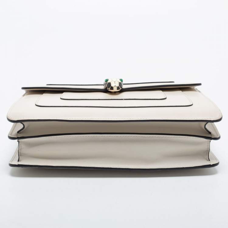 Pre Owned Bvlgari Off White Leather Medium Serpenti Forever Shoulder Bag