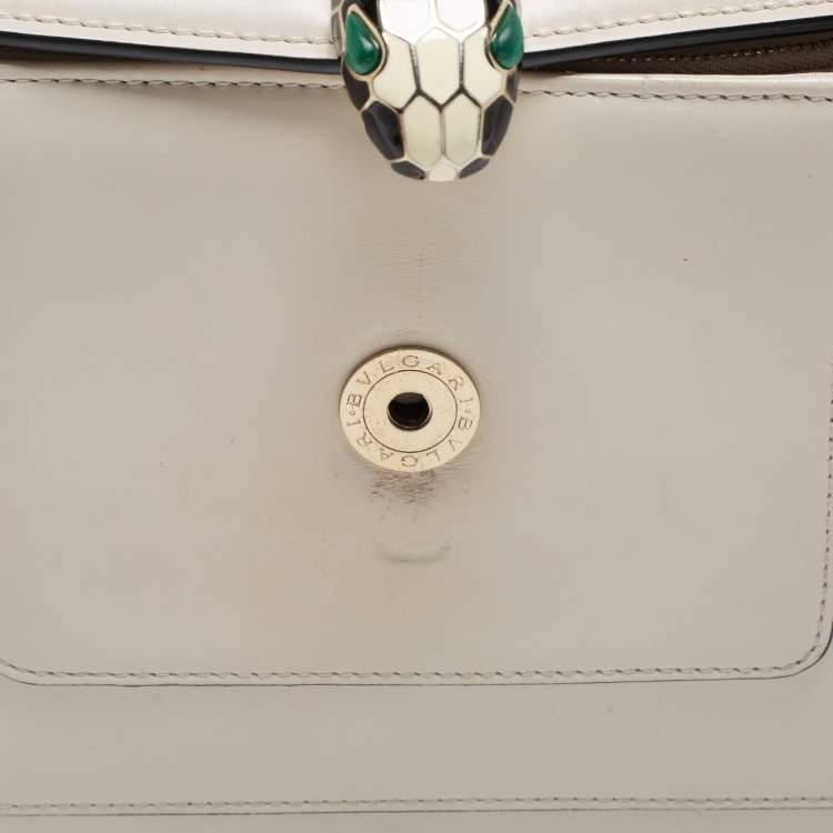 Pre Owned Bvlgari Off White Leather Medium Serpenti Forever Shoulder Bag