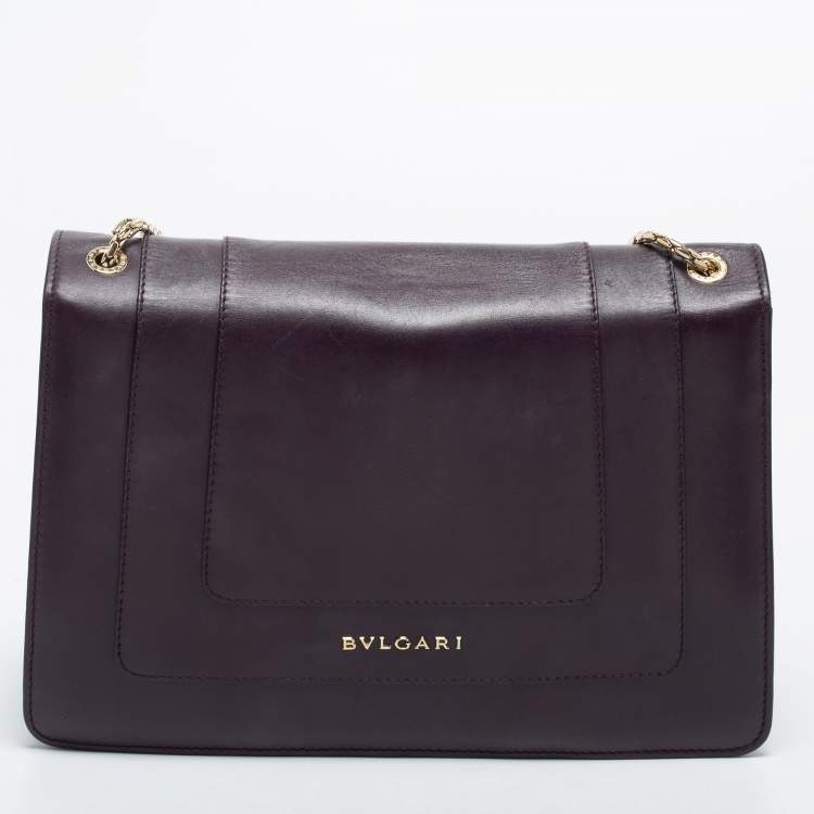 مملوكة مسبقًا Bvlgari Purple Leather Medium Serpenti Forever Flap Shoulder Bag