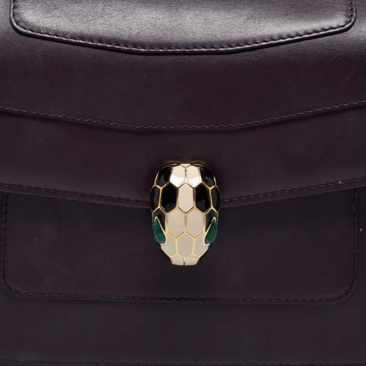مملوكة مسبقًا Bvlgari Purple Leather Medium Serpenti Forever Flap Shoulder Bag