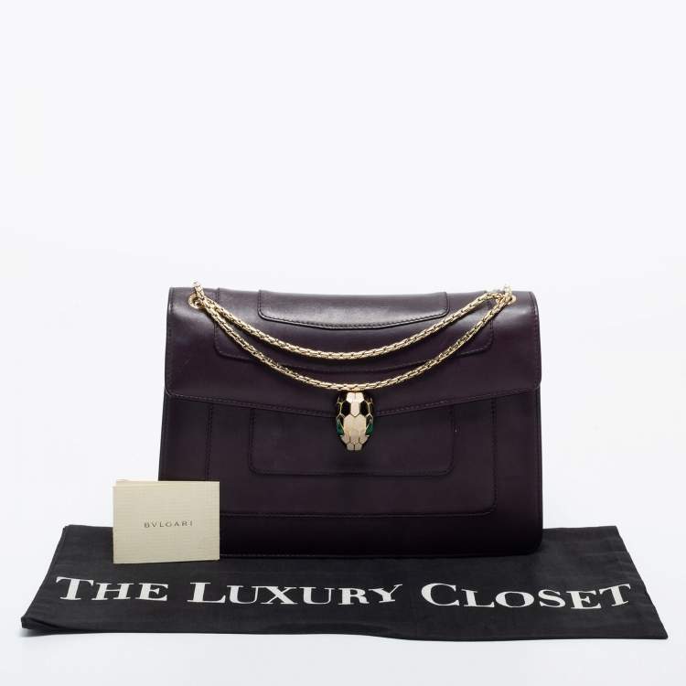 مملوكة مسبقًا Bvlgari Purple Leather Medium Serpenti Forever Flap Shoulder Bag