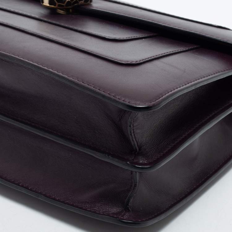مملوكة مسبقًا Bvlgari Purple Leather Medium Serpenti Forever Flap Shoulder Bag